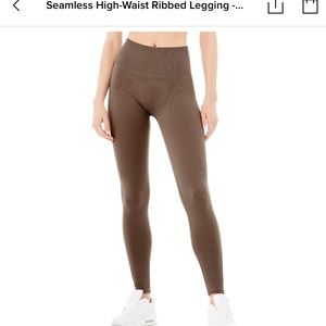 All Yoga seamless high waisted ribbed leggings in hot cocoa